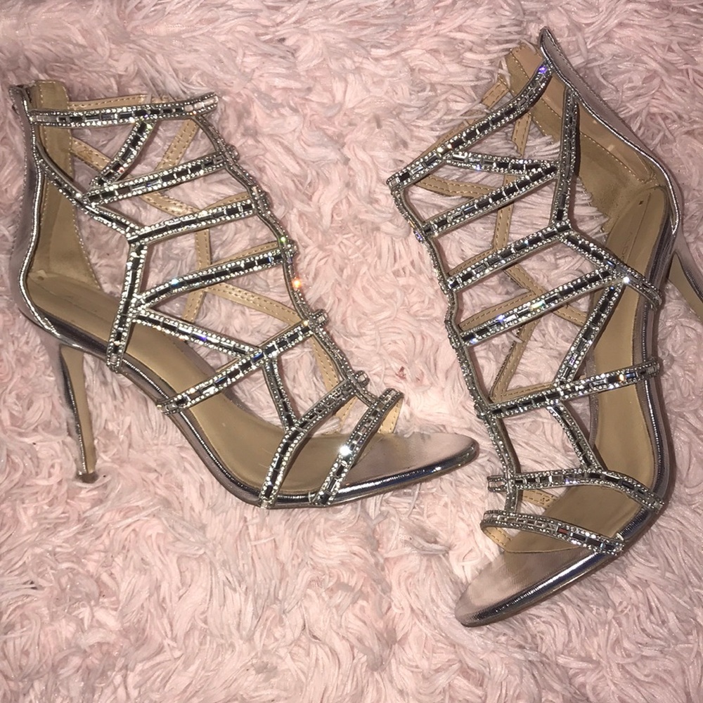 4in silver diamond heel